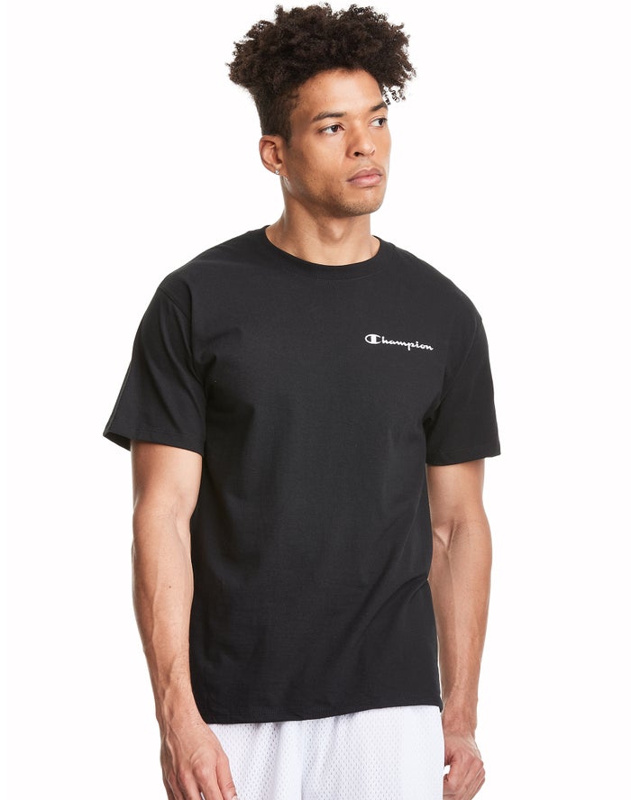 Champion Herre T-Shirts Sort - Classic Jersey - Danmark SWH-982415